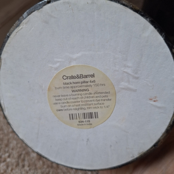 Crate&Barrel 3 Piece Black Horn Pillar Candle Set Unscented - Picture 8 of 8